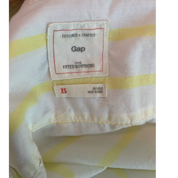 Gap The Fitted Boyfriend white yellow striped casual buttoned shirt size XS - Picture 3 of 6